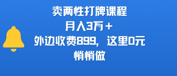 卖两性打牌课程，月入3W+外边收费899的课程，这里0元，悄悄做-A5资源网
