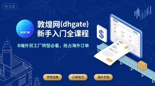 敦煌网(dhgate)新手入门全课程，B端外贸工厂转型必看，抢占海外订单-A5资源网