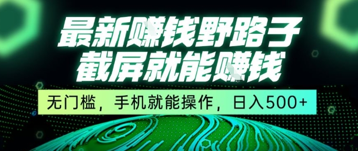 最新野路子截屏就能挣钱，无门槛，手机就能操作，日入5张【揭秘】-A5资源网