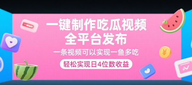 一键制作吃瓜视频，全平台发布，一条视频可以实现一鱼多吃，轻松实现日4位数收益【揭秘】-A5资源网
