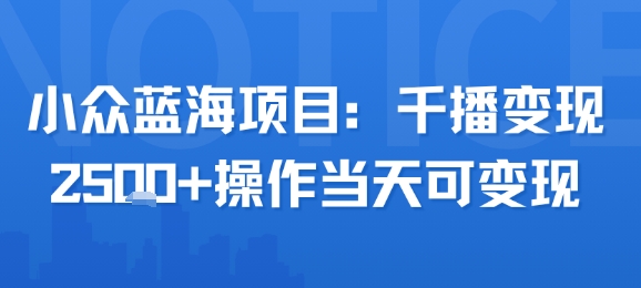 小众蓝海项目，千播变现2.5k+操作当天可变现-A5资源网