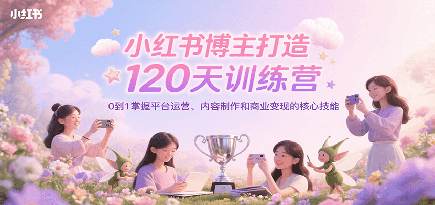 小红书博主打造120天训练营，0到1掌握平台运营、内容制作和商业变现-A5资源网