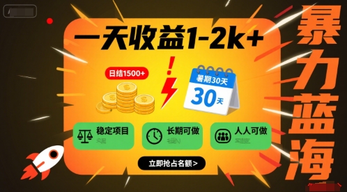 一天收益1-2k+ 稳定项目，暑期暴力蓝海项目，长期稳定，人人可做【揭秘】-A5资源网