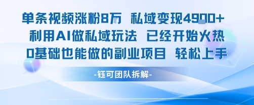 单条视频私域变现4.9k+利用AI做私域玩法 已经开始火热0基础也能做的副业项目轻松上手-A5资源网
