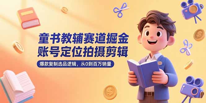 童书教辅赛道掘金，账号定位拍摄剪辑，爆款复制选品逻辑，从0到百万销量-A5资源网