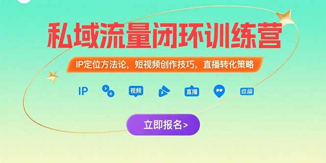 私域流量闭环训练营：IP定位方法论，短视频创作技巧，直播转化策略-A5资源网