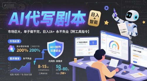 AI代写剧本，市场巨大，单子做不完，日入1k+ 永不失业【附工具指令】-A5资源网