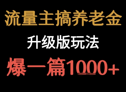 流量主之养老金升级版玩法  爆一篇收益1k+-A5资源网