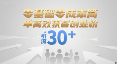 零基础零成本简单高效获客创业粉，一天引流30+-A5资源网