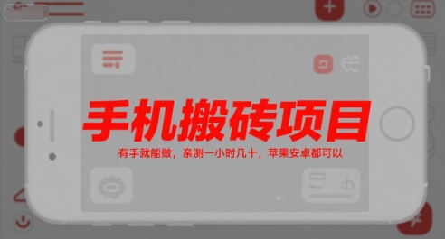 手机搬砖项目，有手就能做，亲测一小时几十，苹果安卓都可以-A5资源网