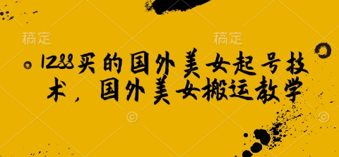 1288买的国外美女起号技术，国外美女搬运教学-A5资源网