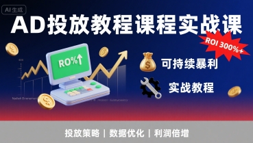 AD投放教程课程实战课，实现广告ROI300%+可持续暴利-A5资源网