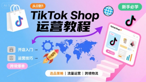 TikTok Shop从0到1运营教程，TikTok跨境电商新手必学课程-A5资源网