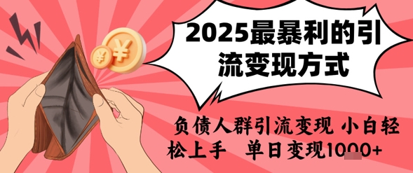 2025年最暴利的引流变现方式，负债人群引流变现，小白轻松上手，日入1k-A5资源网