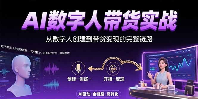 AI数字人+带货实战：从数字人创建到带货变现的完整链路-A5资源网