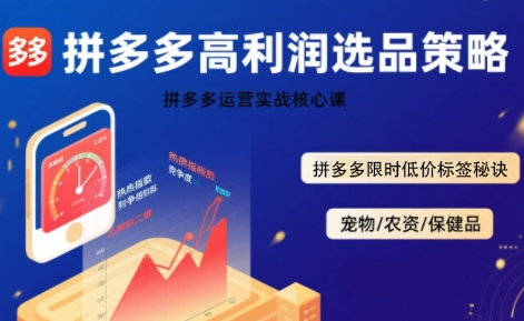 拼多多选品暴利技术实战课，拼多多高利润选品策略，拼多多限时低价标签秘诀-A5资源网