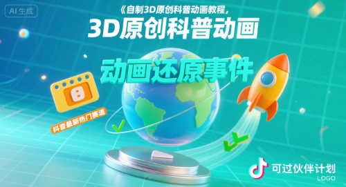 自制3D原创科普动画教程，动画还原事件，抖音最新热门赛道，可过伙伴计划-A5资源网
