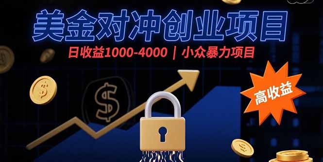 美金对冲创业项目，日收益1000-4000，小众暴力项目-A5资源网