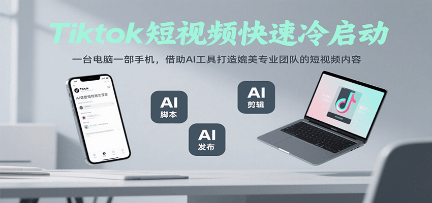 Tiktok短视频快速冷启动，一台电脑一部手机，借助AI工具打造媲美专业团队的短视频内容-A5资源网