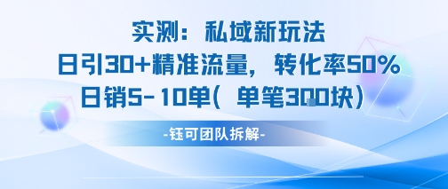 实测私域新玩法日引30加精准流量转化率50%日销5-10单每笔3张-A5资源网