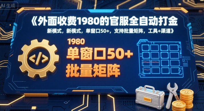 外面收费1980的官服全自动打金，新模式，单窗口50+，支持批量矩阵，工具+渠道【揭秘】-A5资源网