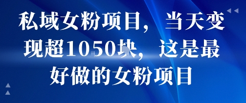 私域女粉项目，当天变现超1k，这是最好做的女粉项目，可放大操作-A5资源网