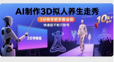 Ai制作3D拟人养生走秀，3分钟手把手教会你，快速起千粉万粉号-A5资源网
