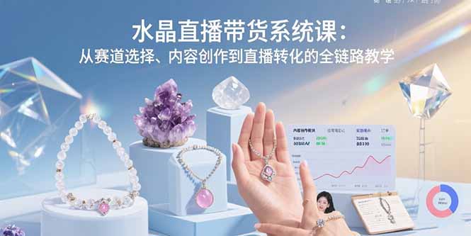 水晶直播带货系统课：从赛道选择、内容创作到直播转化的全链路教学-A5资源网