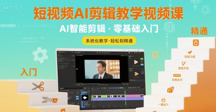短视频AI剪辑教学视频课，入门到精通-A5资源网