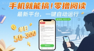 手机就能搞！零撸阅读挂G，最新平台，一键自动运行，随时随地挣，单日50-3张+【揭秘】-A5资源网