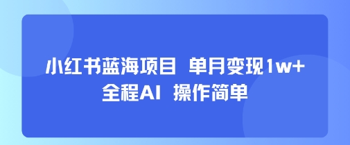 小红书蓝海项目 单月变现1w+ 全程AI 操作简单-A5资源网
