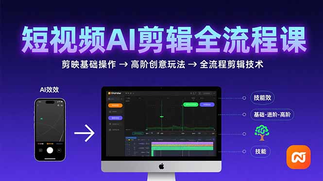 短视频AI剪辑技能，从剪映基础操作到高阶创意玩法，全流程剪辑技术-A5资源网
