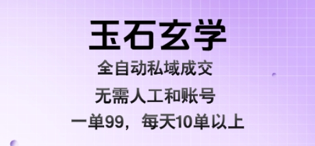 玉石玄学全自动私域成交，一单99每天十单以上，无需人工和矩阵账号，蓝海项目直接干【揭秘】-A5资源网