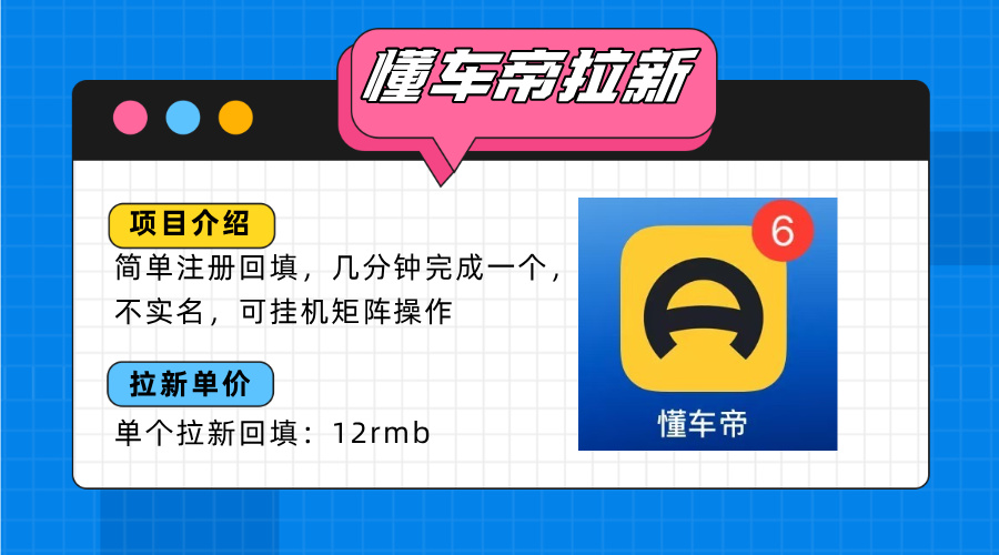 懂车帝邪修拉新玩法，简单注册回填，不sm，单个拉新12rmb，轻松日入200+-A5资源网