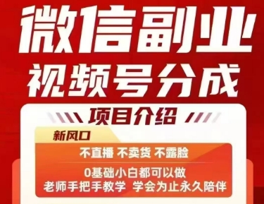 微信副业视频号分成，不直播 不卖货 不露脸，三五分钟即可完成一条作，每日收益几十、几张不等-A5资源网
