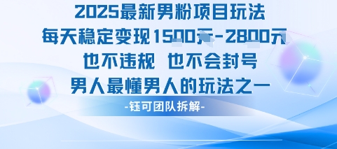 2025最新男粉项目玩法每天变现1k+也不违规也不会封号男人最懂男人的玩法-A5资源网