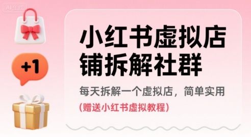 小红书虚拟店铺拆解社群，每天拆解一个虚拟店，简单实用(赠送小红书虚拟教程)-A5资源网