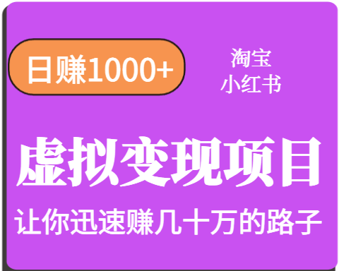 淘宝OR小红书虚拟变现，日赚1000+，多账号操作年收入几十W不等-A5资源网