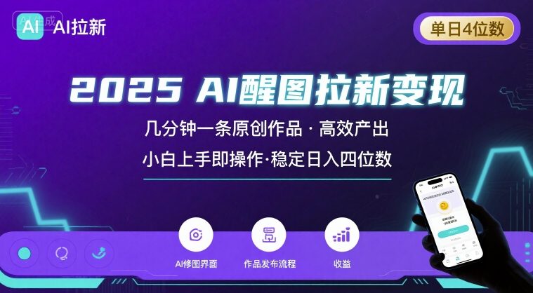 2025最强AI醒图拉新，几分钟一条原创作品，单日收入4位数，小白也能上手操作-A5资源网