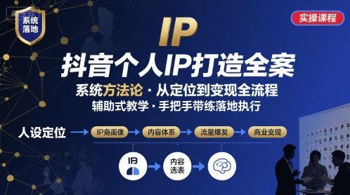 抖音个人IP系统落地实操大课，实操课程，辅助落地-A5资源网