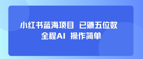 小红书蓝海项目，全程AI，操作简单，已挣五位数-A5资源网