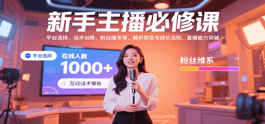 新手主播必修课：平台选择、话术训练、粉丝维系等，解析禁忌与成长法则，突破直播能力-A5资源网