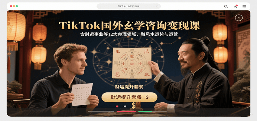 TikTok国外玄学咨询变现课，含财运事业等12大命理领域，融风水运势与运营-A5资源网
