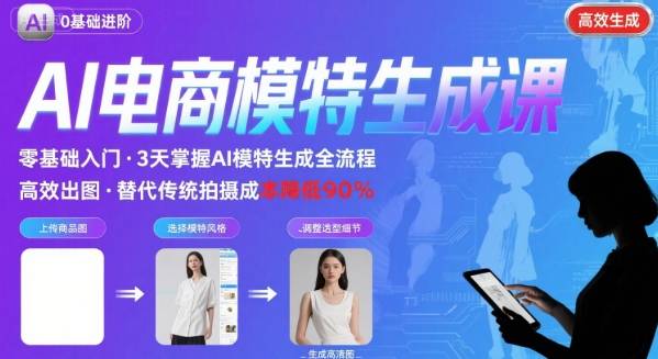 AI模特进阶课程，0基础高效生成逼真电商模特图-A5资源网