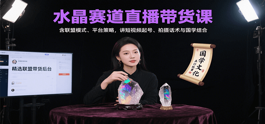 水晶赛道直播带货课：含联盟模式、平台策略，讲短视频起号、拍摄话术与国学结合-A5资源网