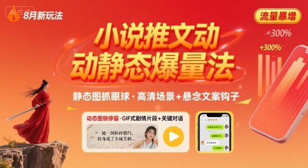 8月小说推文全新玩法，动静态图片+搭配小说文案爆量玩法-A5资源网