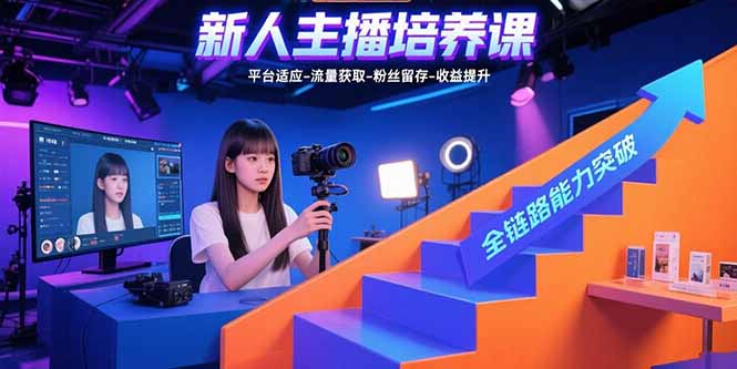 新人主播培养课：平台适应-流量获取-粉丝留存-收益提升 全链路能力突破-A5资源网