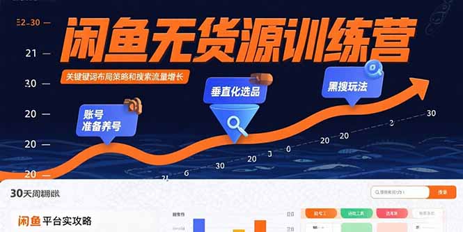 闲鱼无货源训练营：账号准备养号/垂直化选品/黑搜玩法，0基础30天盈利指南-A5资源网