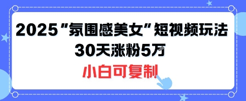 不露脸也能火！2025“氛围感美女”短视频玩法，30天涨粉5W小白可复制-A5资源网