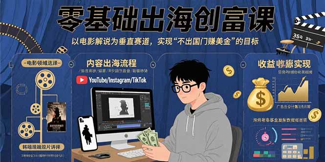 零基础出海创富课：以电影解说为垂直赛道，实现不出国门赚美金的目标-A5资源网